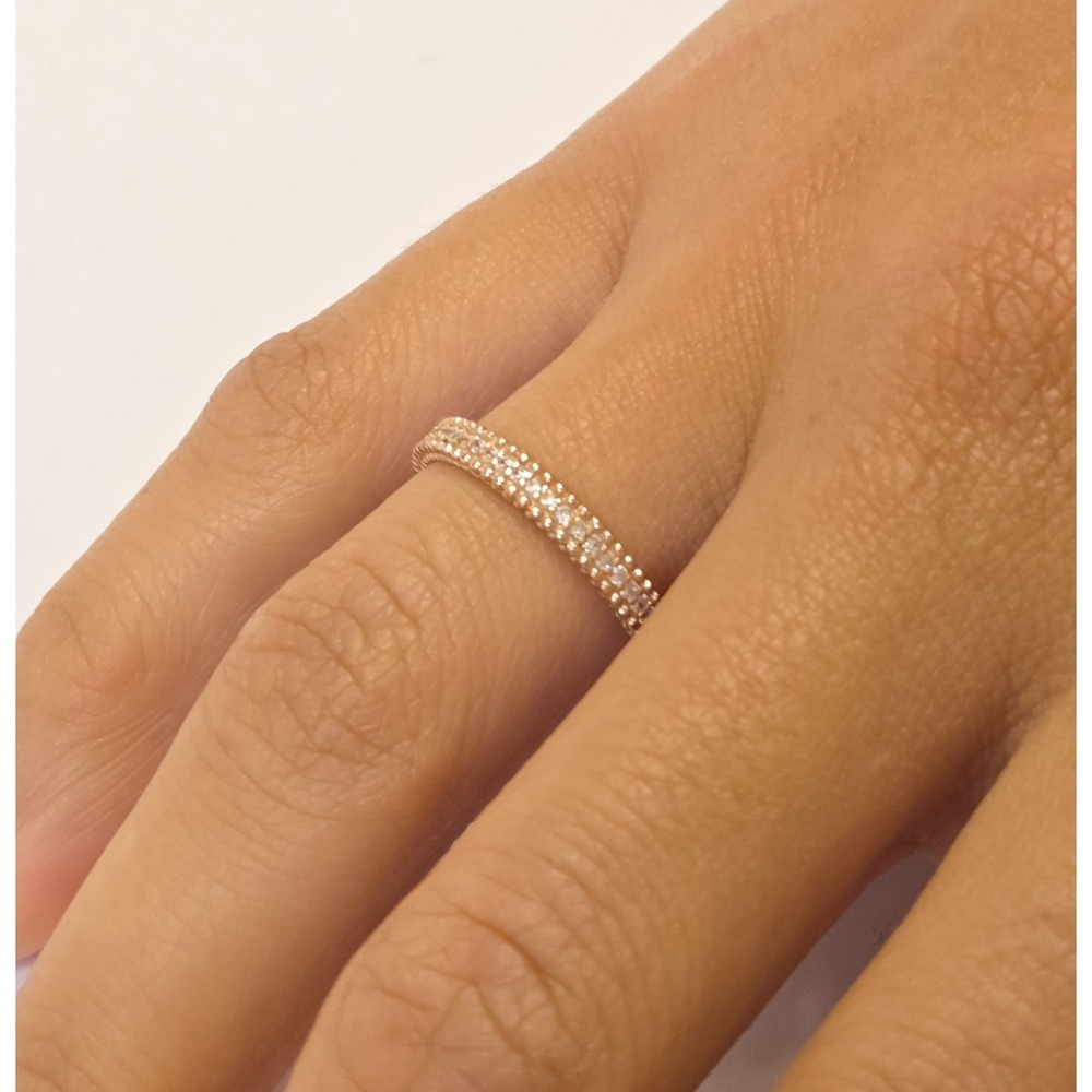 Sterling Silver Rose Gold Tone Pavé Infinity Ring Size 6‎